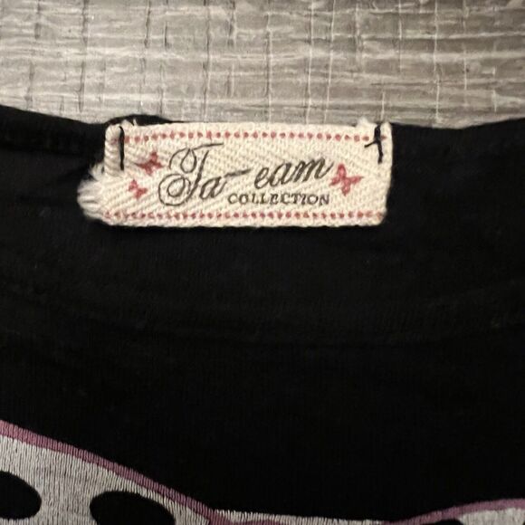 Ta-eam Collection T Shirt Baby Girls sz 2T Black White Stripe Polka Dot Pink Bow - Picture 4 of 8